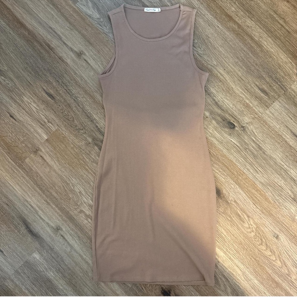 Tan Sleeveless Bodycon Midi Dress
